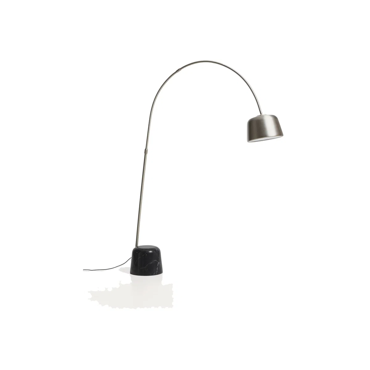 Arnolia brushed steel and black marble floor lamp with UK adaptor – image 1