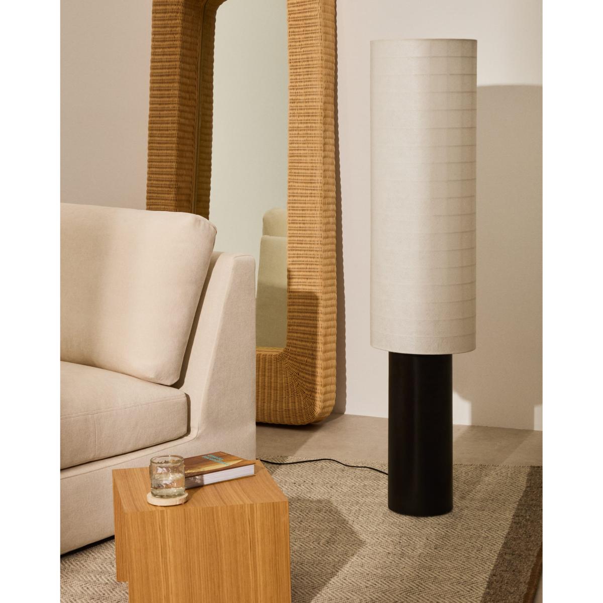 Dulan black metal floor lamp with cotton shade – image 2