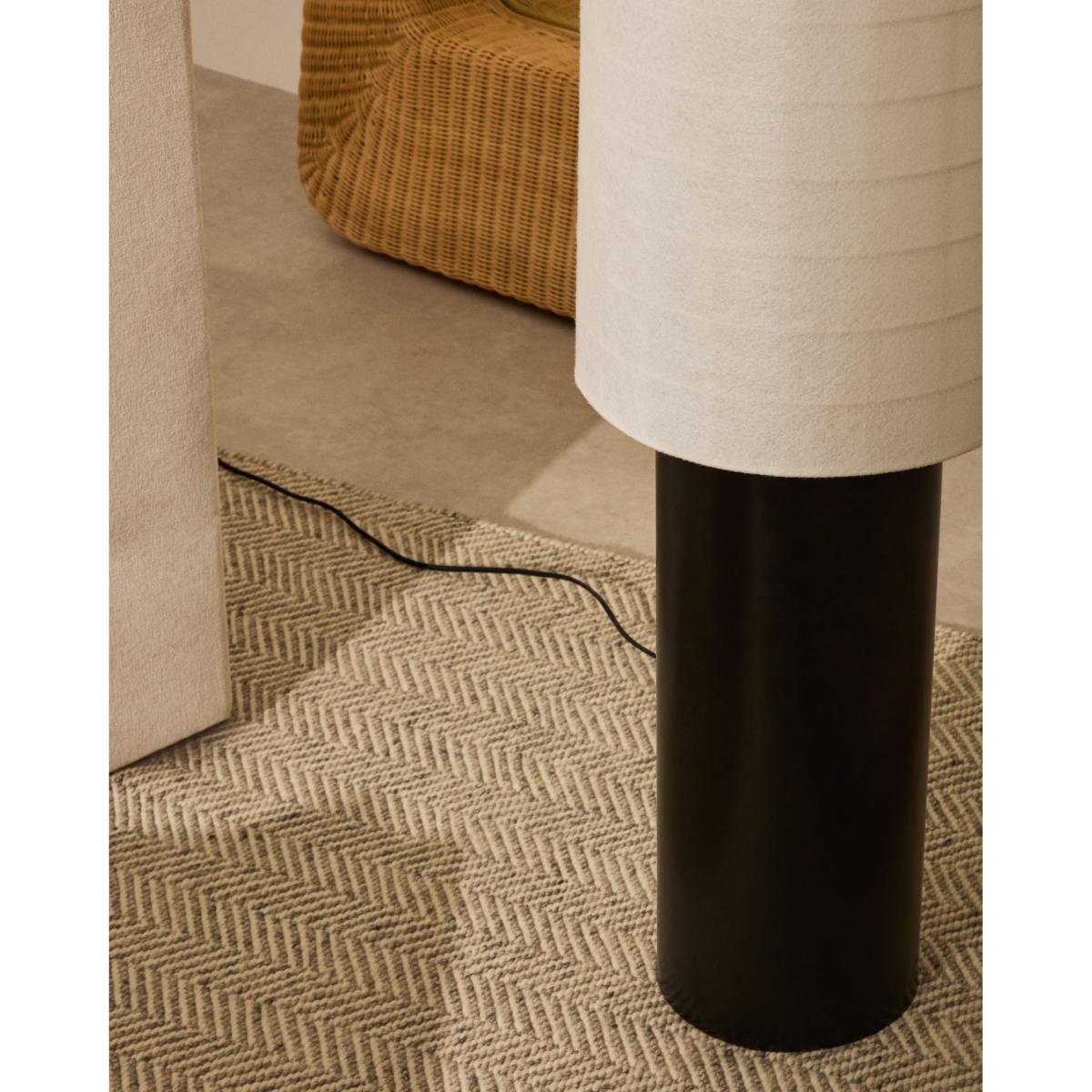 Dulan black metal floor lamp with cotton shade – image 4