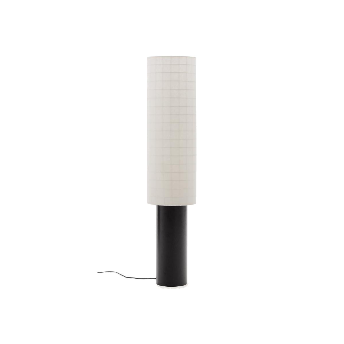 Dulan black metal floor lamp with cotton shade – image 1