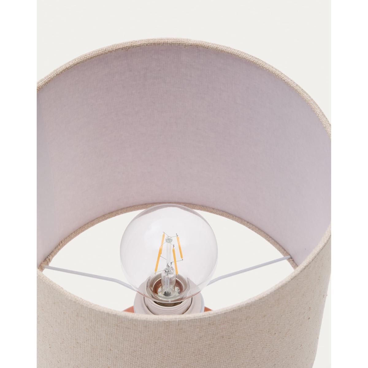Daeli ceramic table lamp with orange finish and beige cotton – image 6