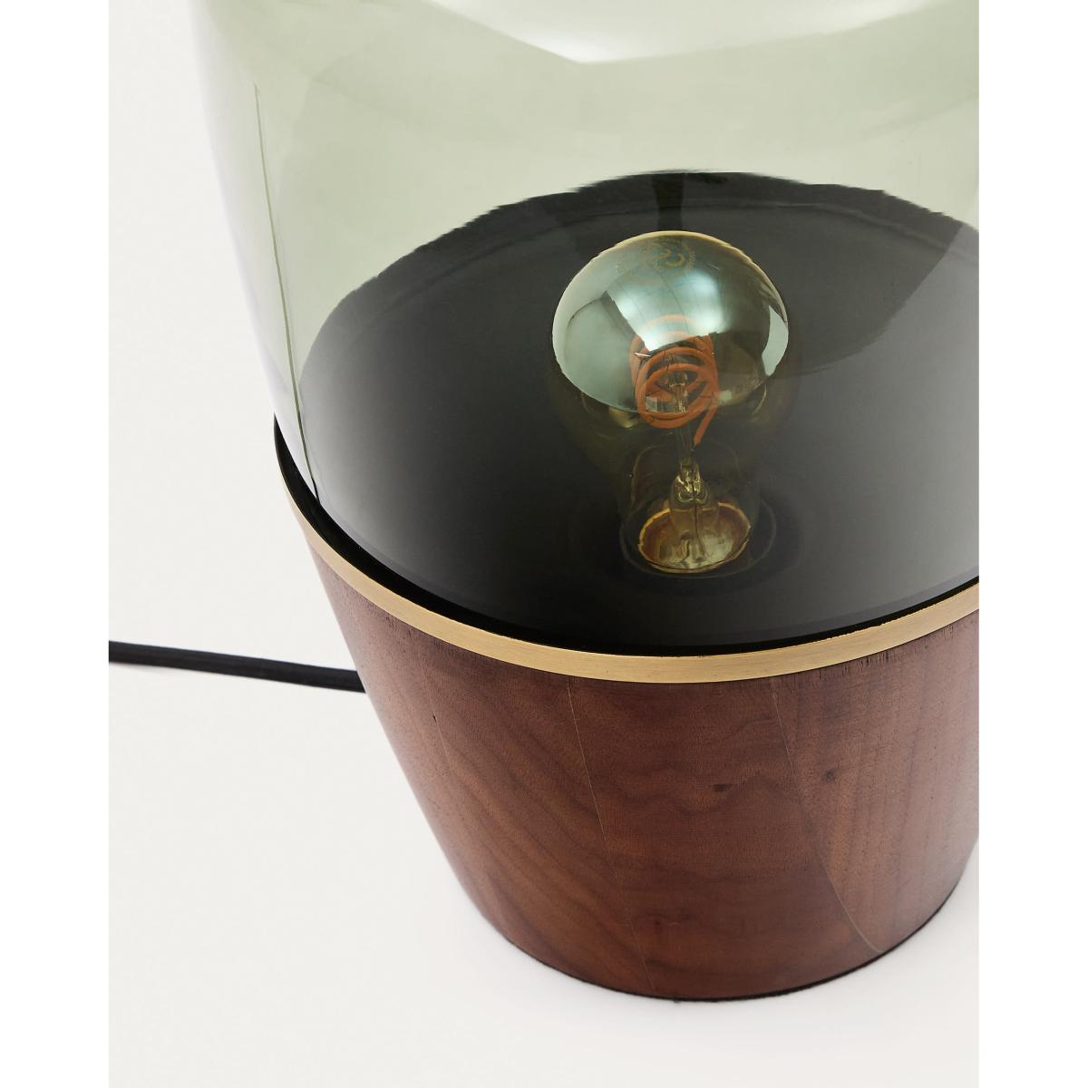 Silex table lamp made of walnut veneer and green glass – image 3