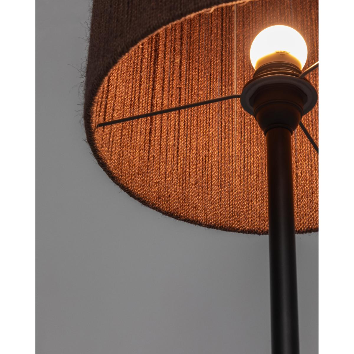 Kor table floor lamp made of jute and acacia wood in a dark finish – image 4