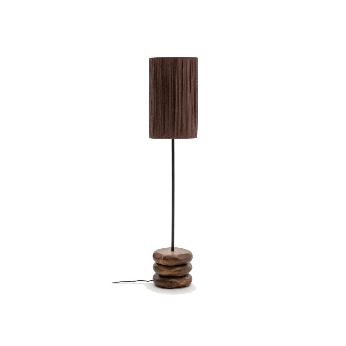 Kor table floor lamp made of jute and acacia wood in a dark finish – image 1