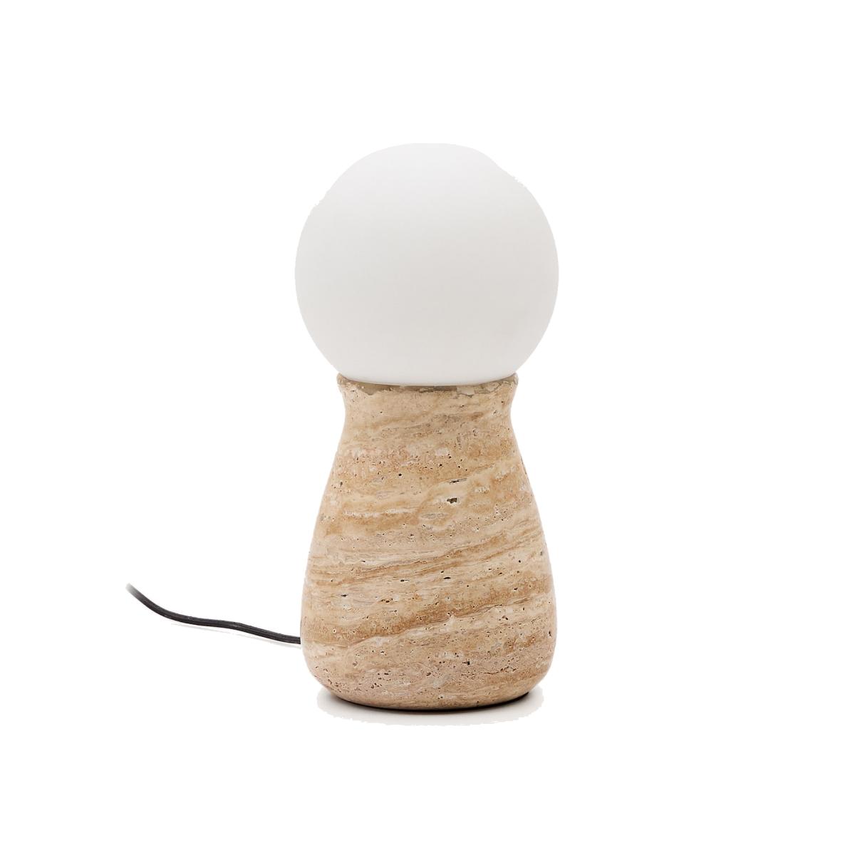 Okeni table lamp made of travertine and glass – image 1