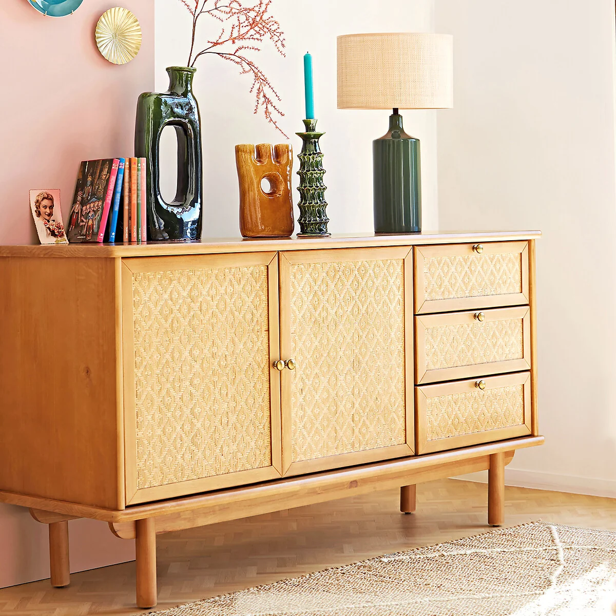 Rabano Ceramic and Raffia Table Lamp – image 2