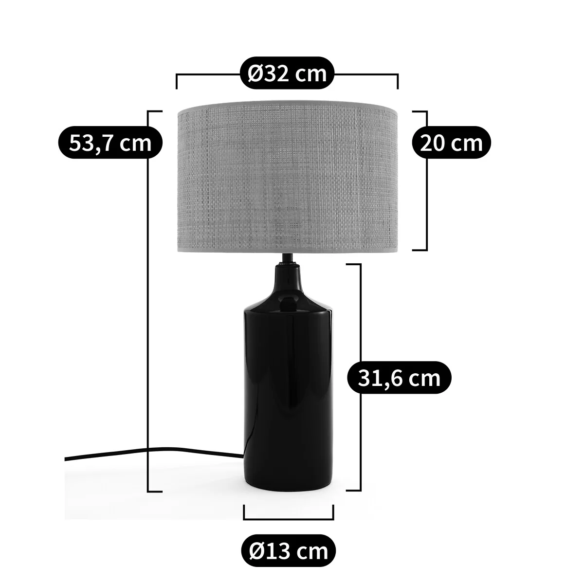 Rabano Ceramic and Raffia Table Lamp – image 5