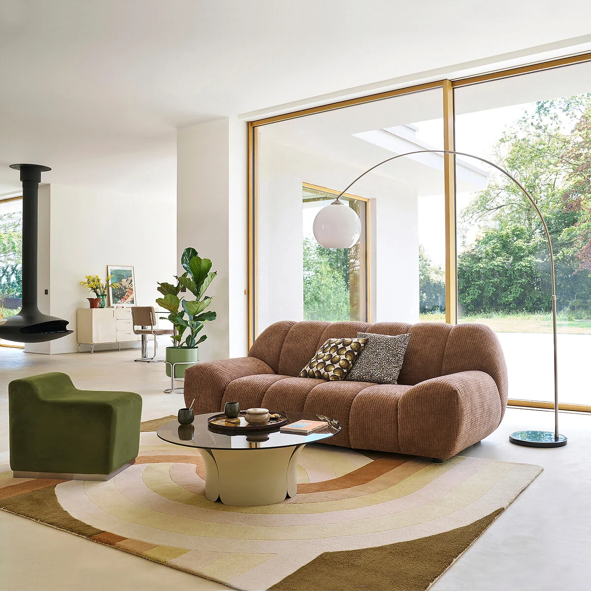 Bowata Steel, Marble and Acrylic Arc Floor Lamp – image 2