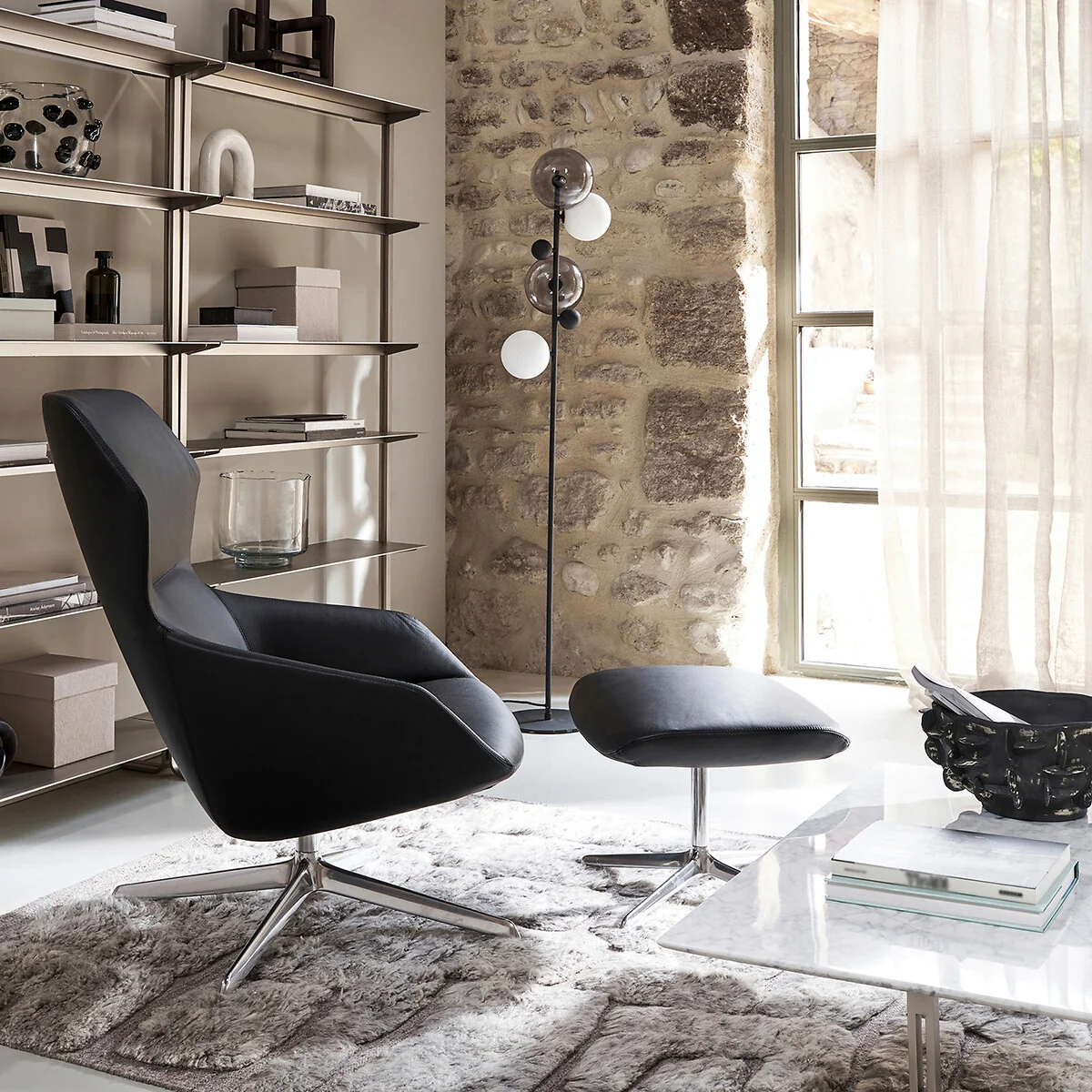 Bullesco Smoked Glass and Metal Floor Lamp – image 2
