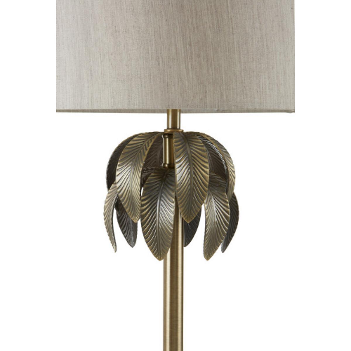 Antique Brass with Crystal Base and Palm Leaf Detail Table Lamp – image 4