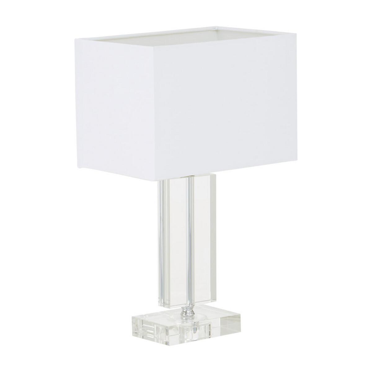 Chrome Base with Crystal Column and White Shade Table Lamp – image 2