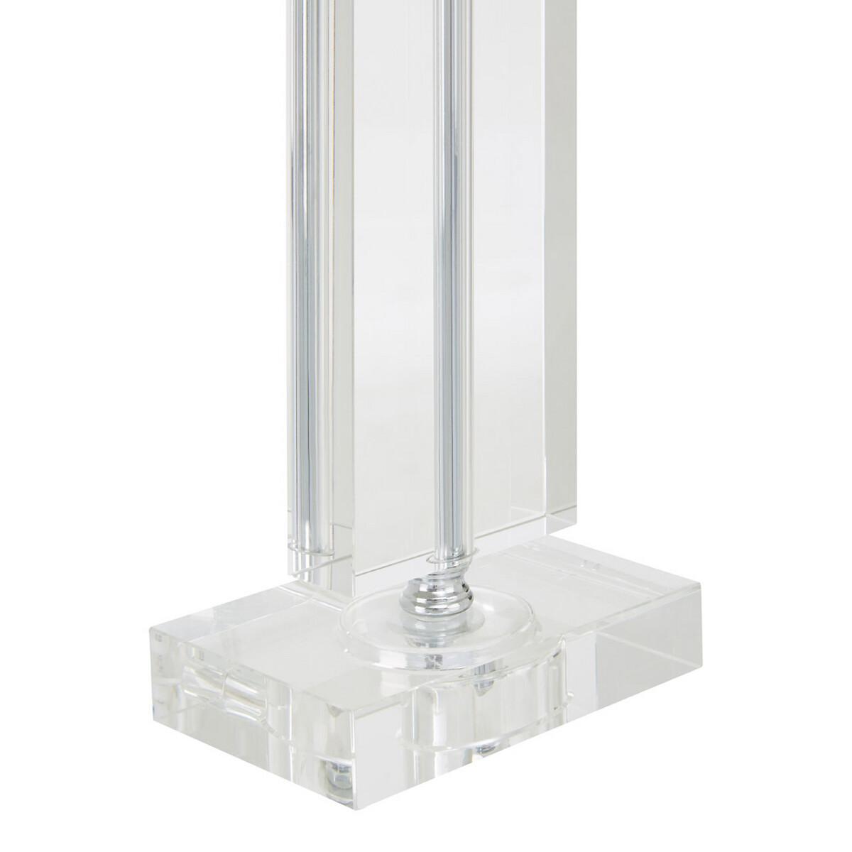 Chrome Base with Crystal Column and White Shade Table Lamp – image 4