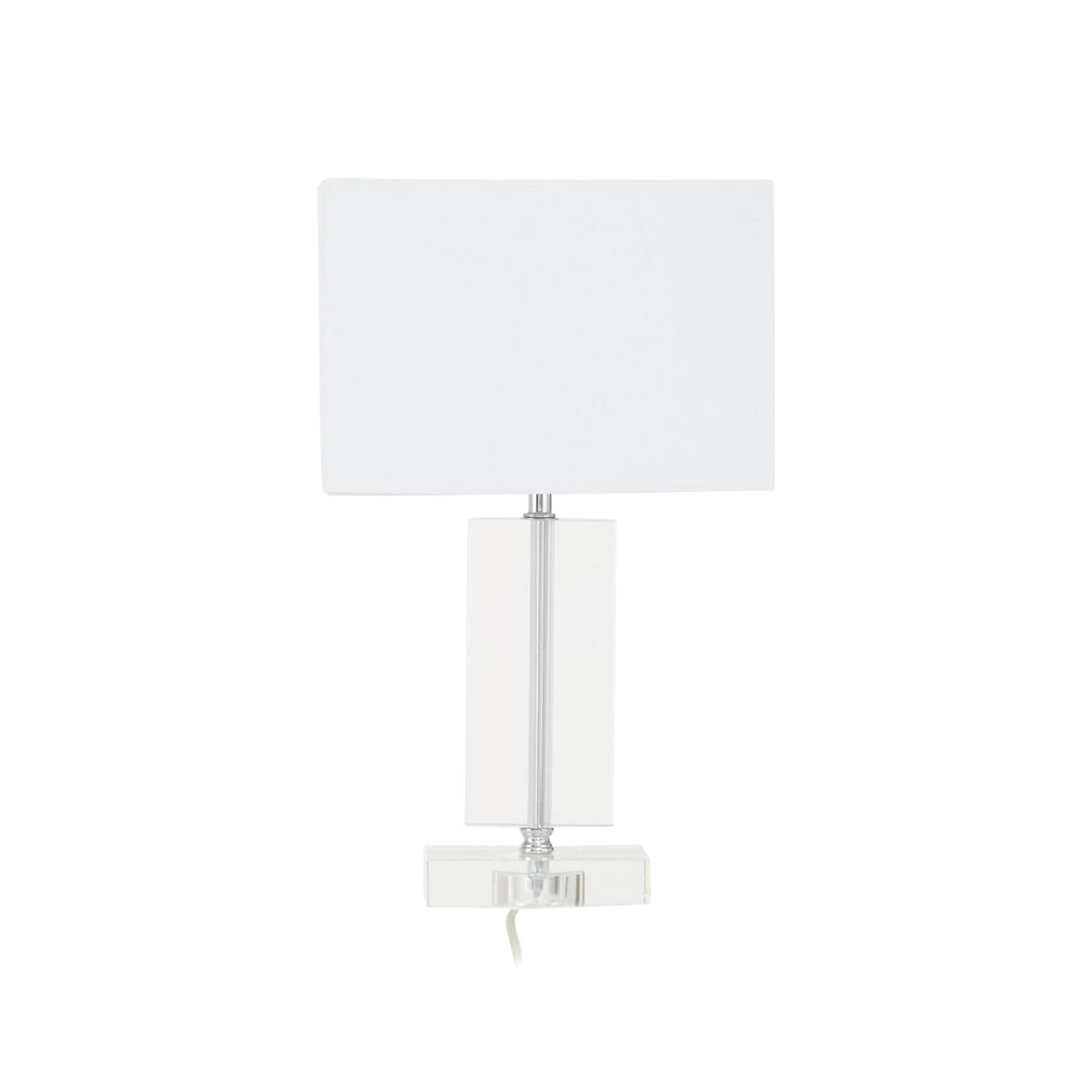 Chrome Base with Crystal Column and White Shade Table Lamp – image 1