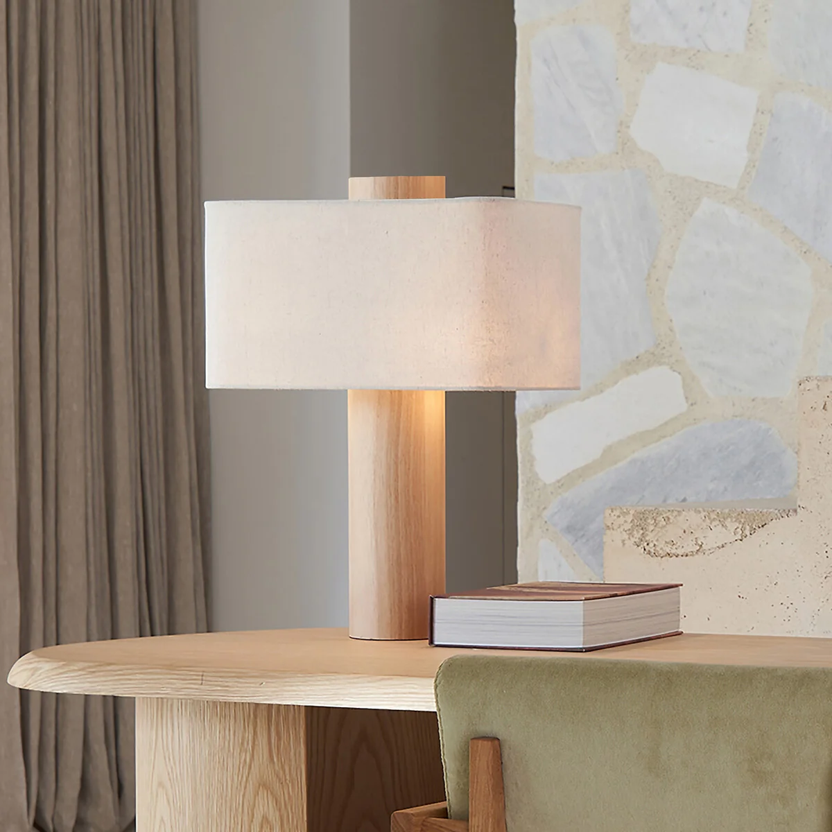 Floor Lamp in Oak and Linen Dryade – image 2