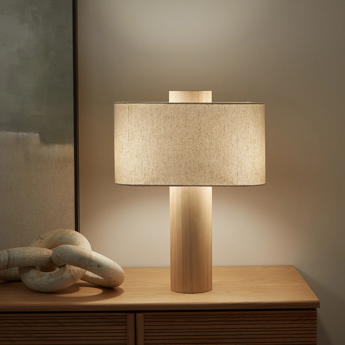 Floor Lamp in Oak and Linen Dryade – image 1