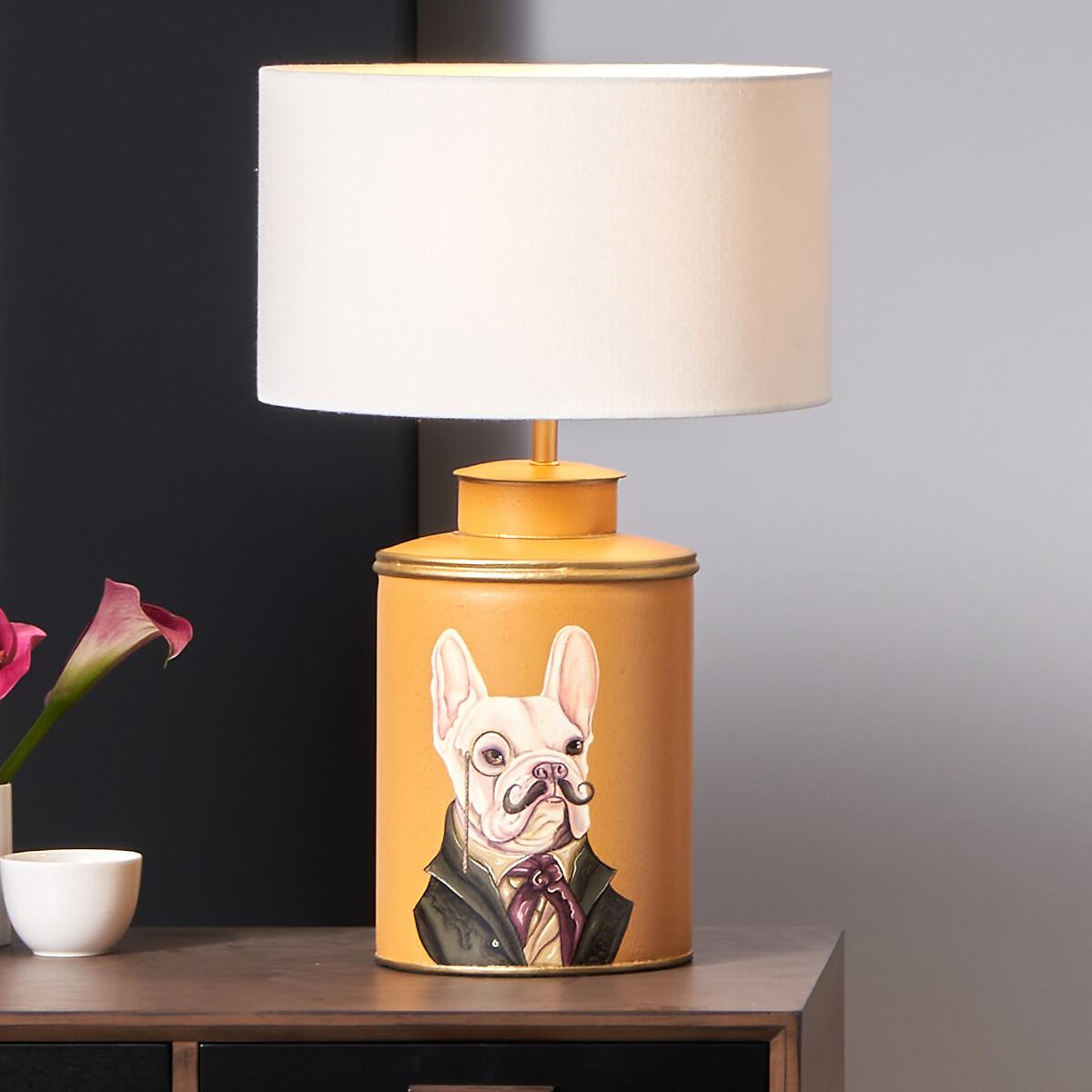 Boston Terrier Design Mustard Hand Painted Metal Table Lamp Base – image 4