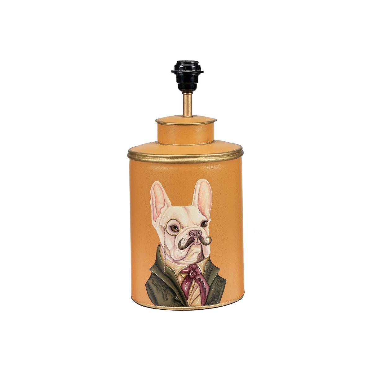 Boston Terrier Design Mustard Hand Painted Metal Table Lamp Base – image 1
