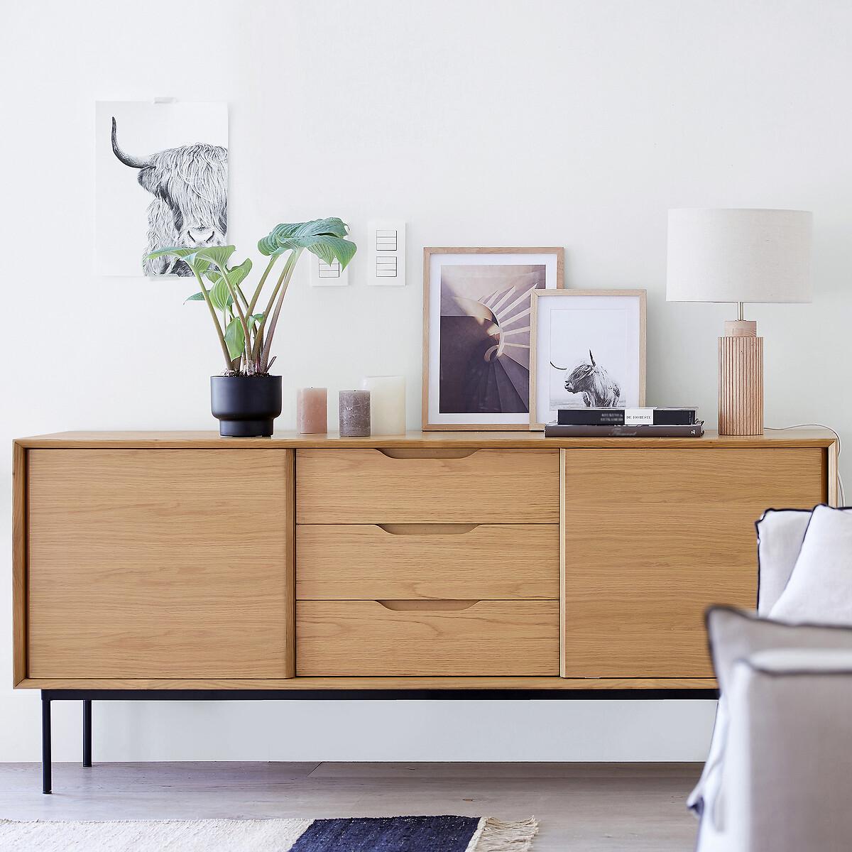 Idna Metal, Linen and Oak Table Lamp – image 5