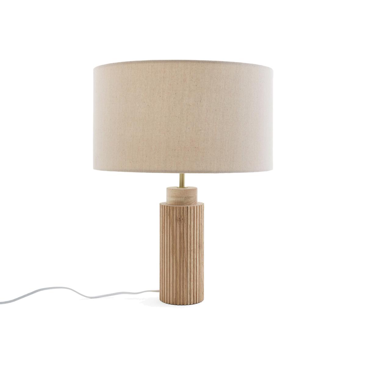 Idna Metal, Linen and Oak Table Lamp – image 1