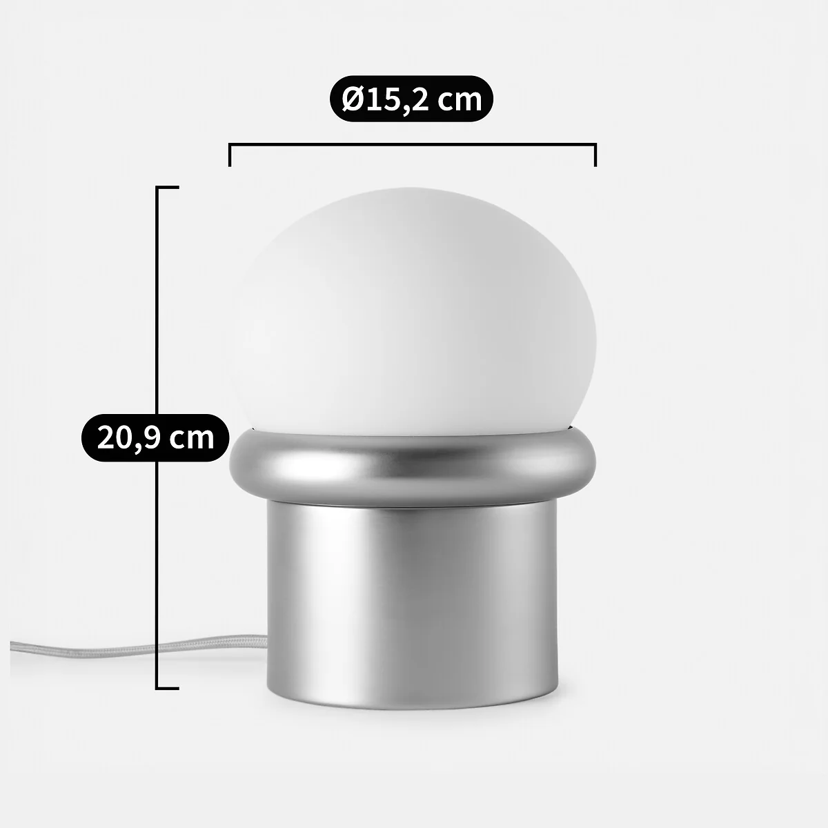 Calan Table Lamp in Chrome-Plated Iron and Opaline Glass – image 8