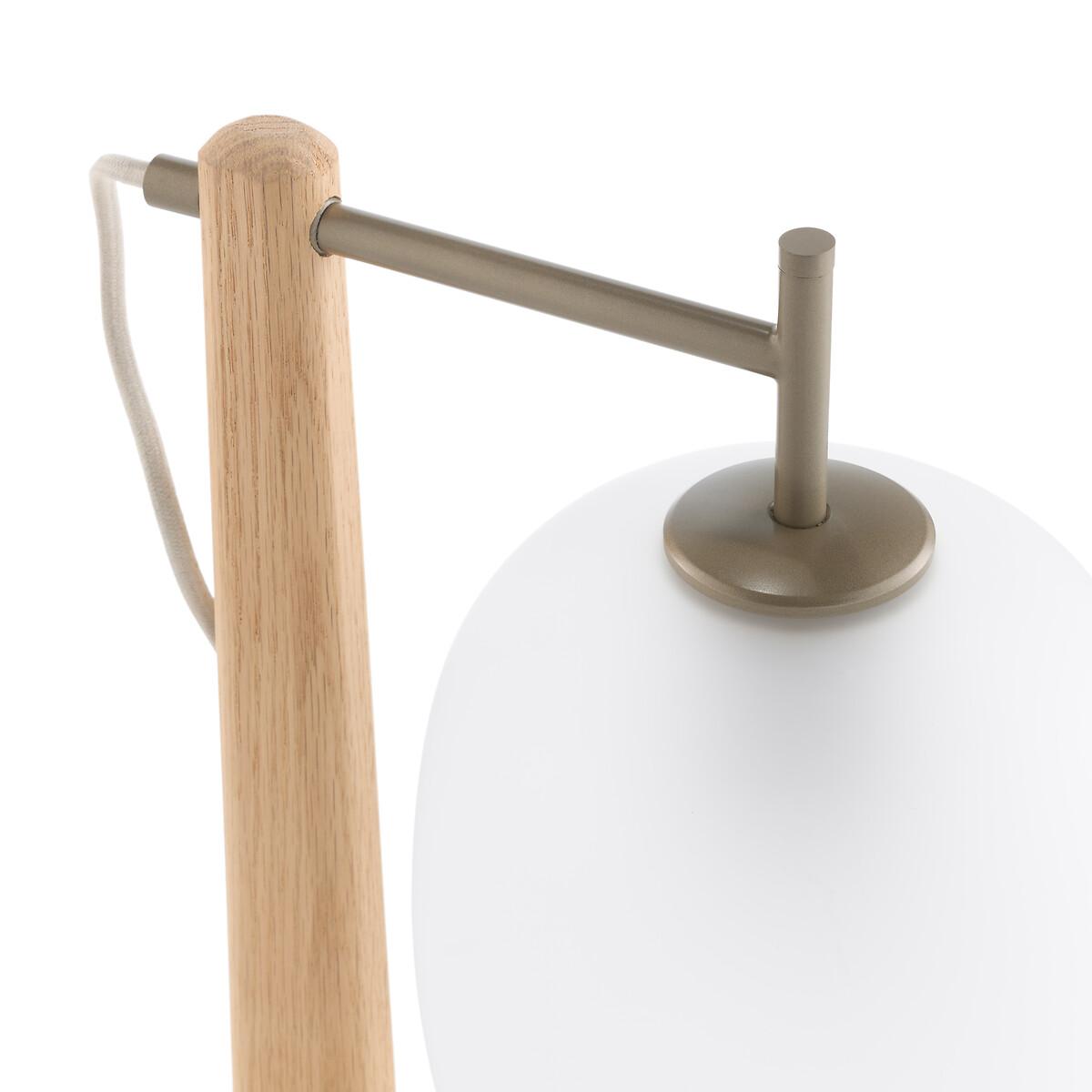 Navida Oak & Frosted Glass Table Lamp – image 3