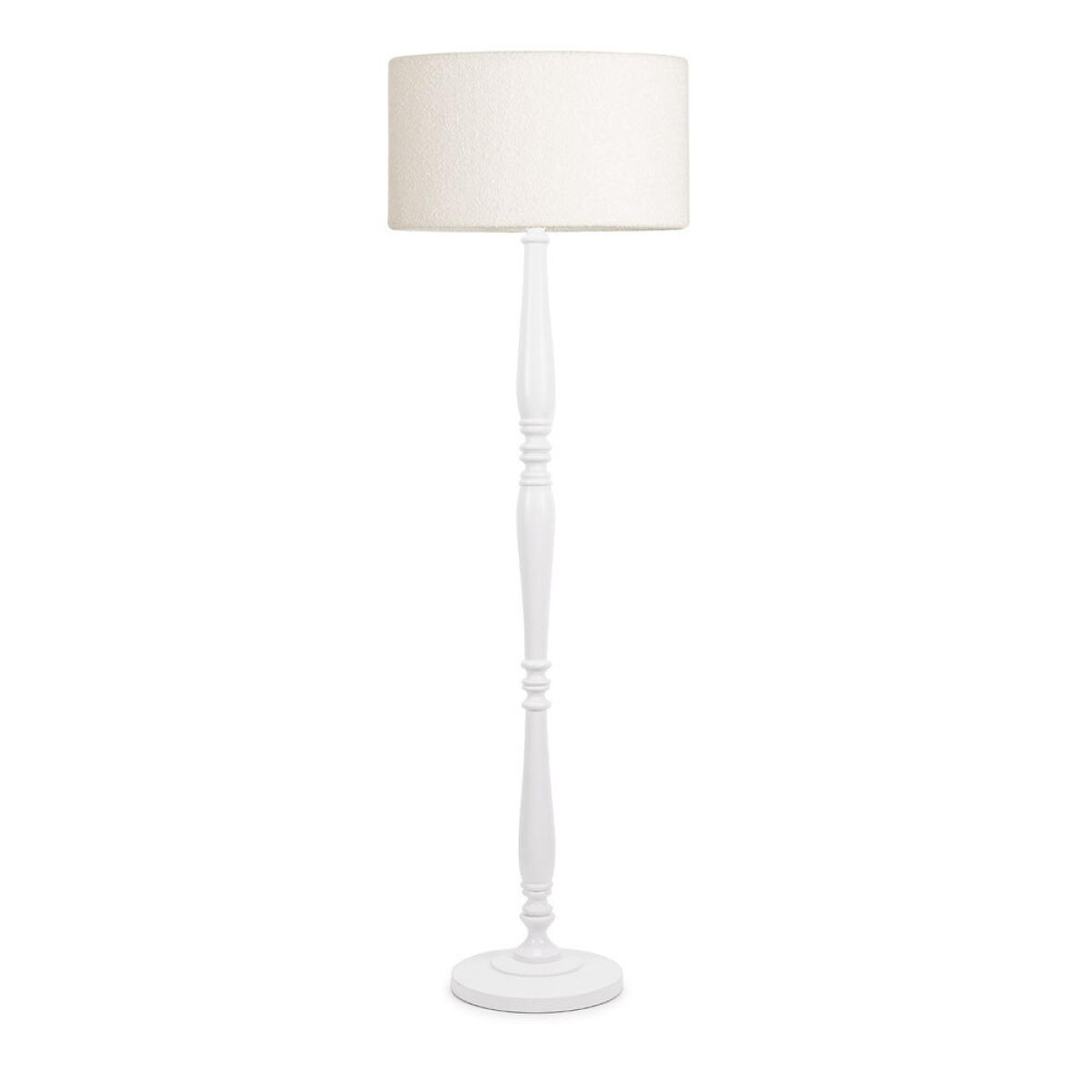Light Wood Candle Stick Floor Lamp with Boucle Shade – image 5