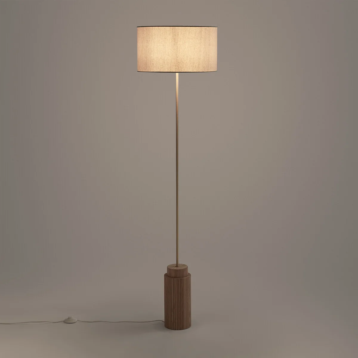 Idna Oak, Metal & Linen Floor Lamp – image 3