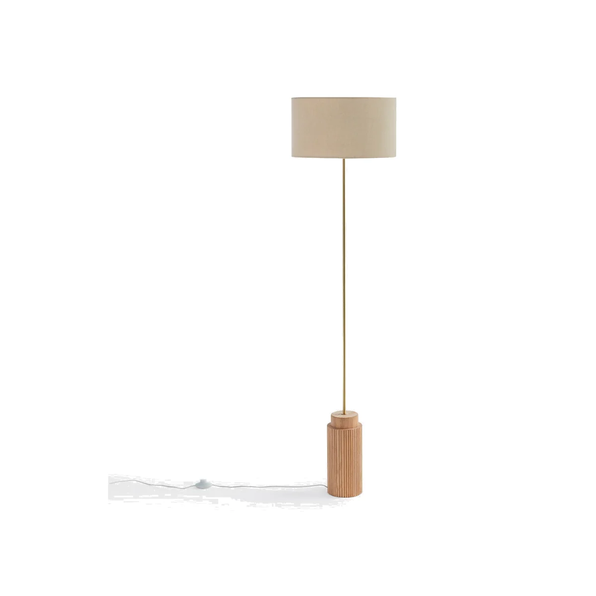 Idna Oak, Metal & Linen Floor Lamp – image 1