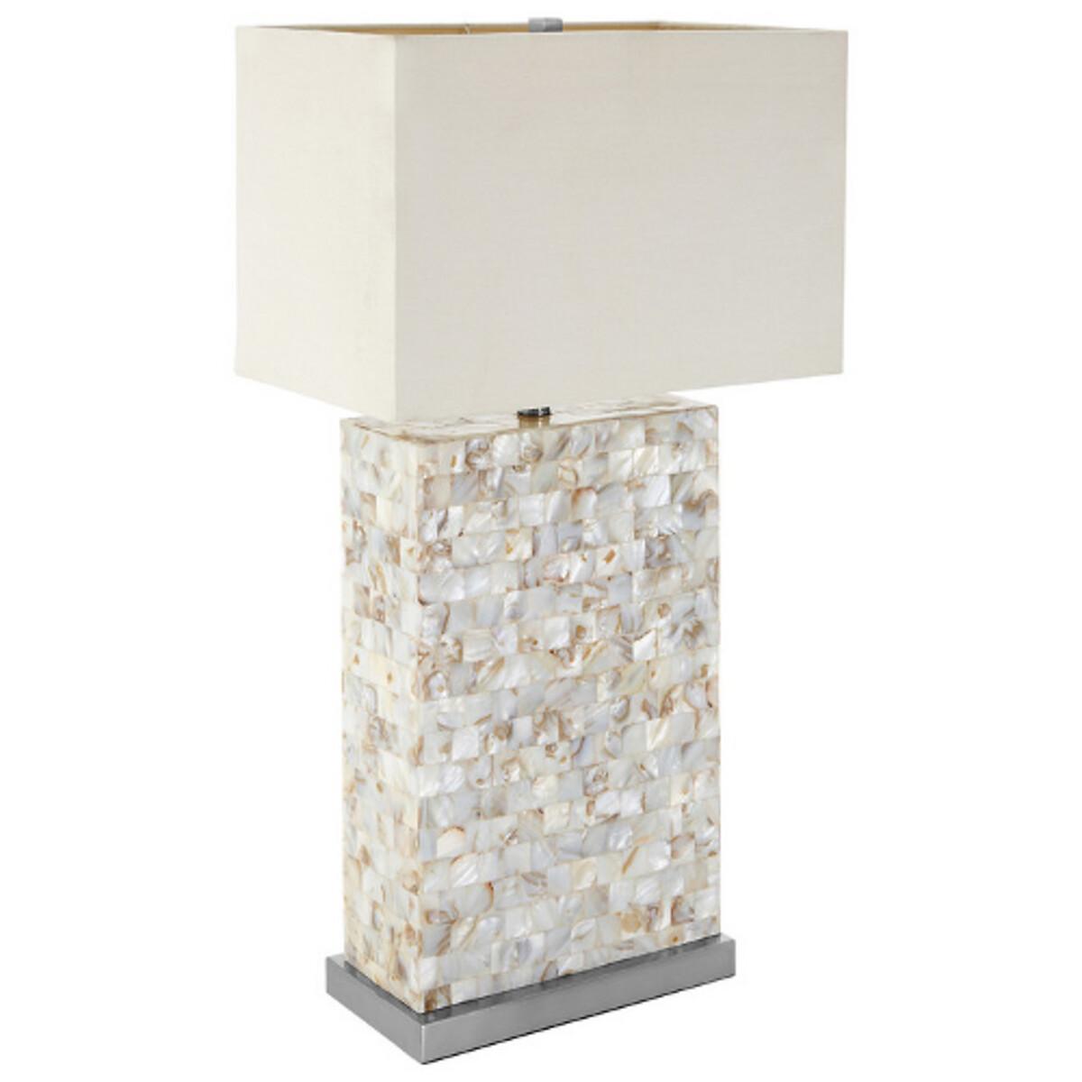 Natural Mosaic Shell Rectangular Column Base Table Lamp – image 2