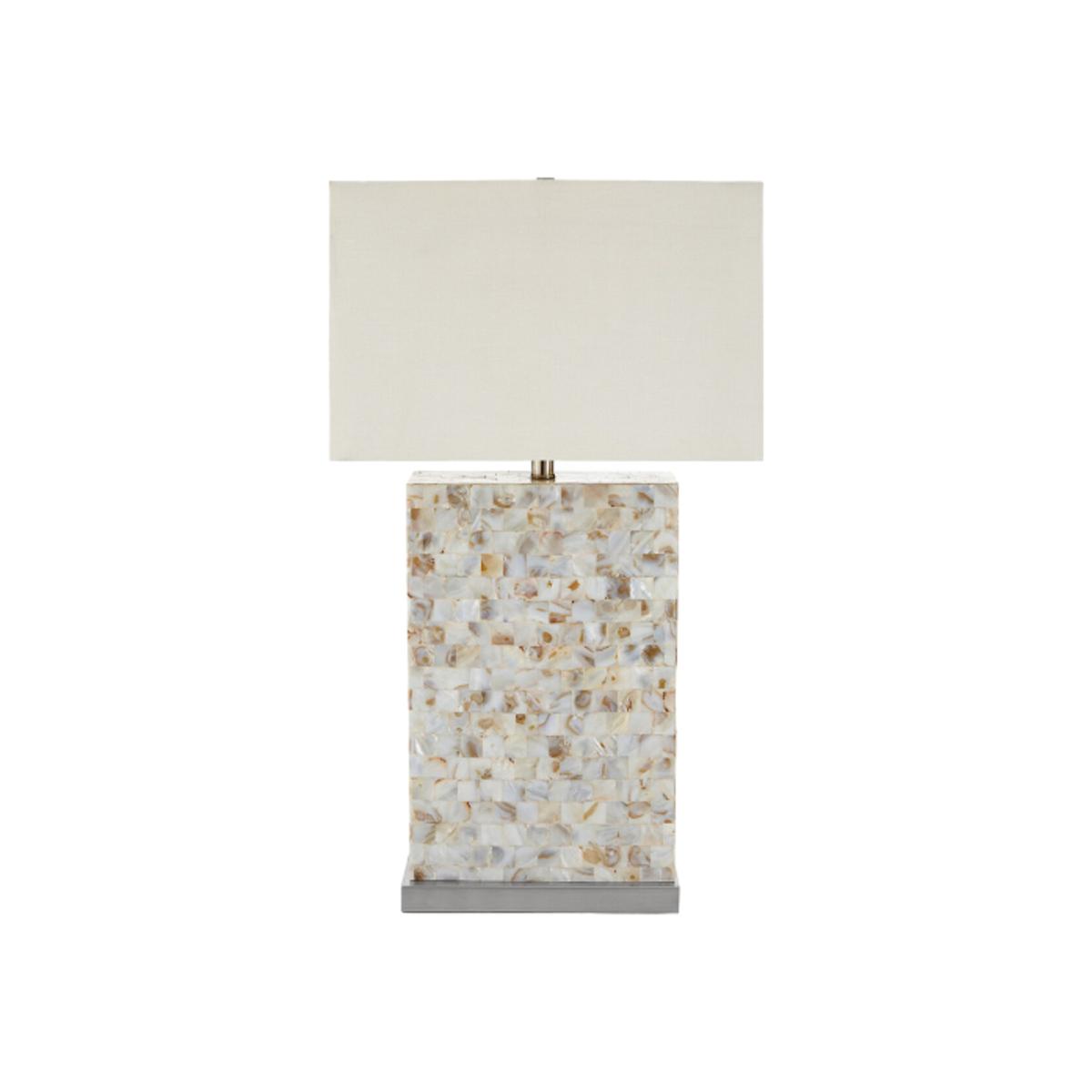 Natural Mosaic Shell Rectangular Column Base Table Lamp – image 1