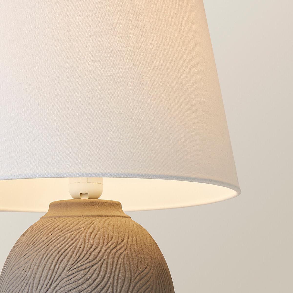 Etched Large Hand Finished Ceramic Table Lamp with Linen Tapered Shade – image 4
