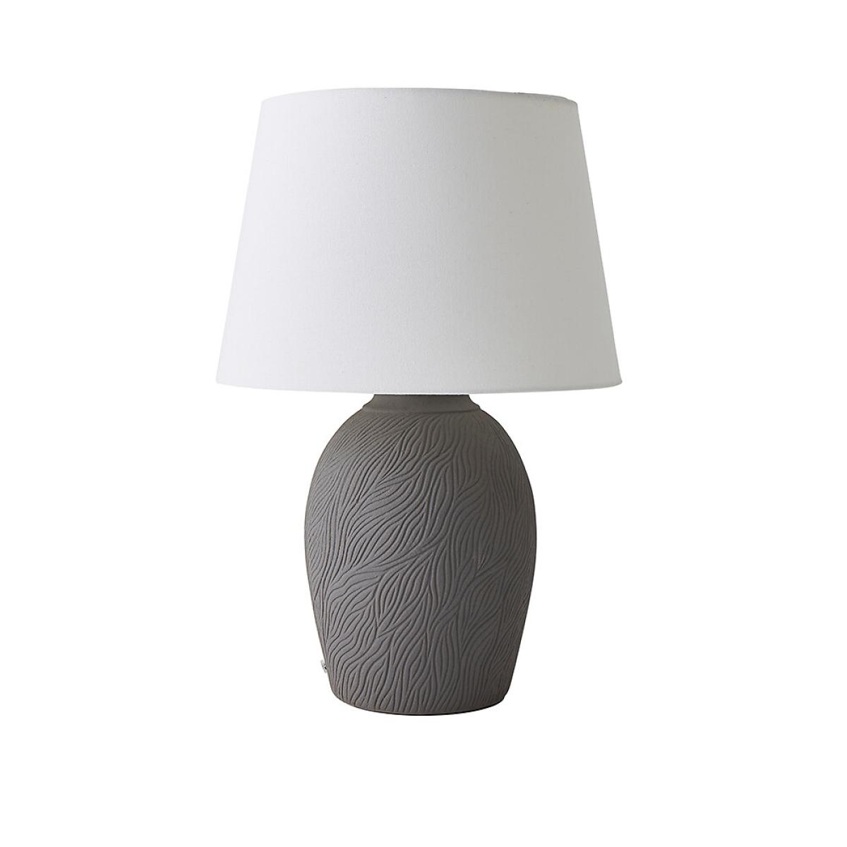 Etched Large Hand Finished Ceramic Table Lamp with Linen Tapered Shade – image 6