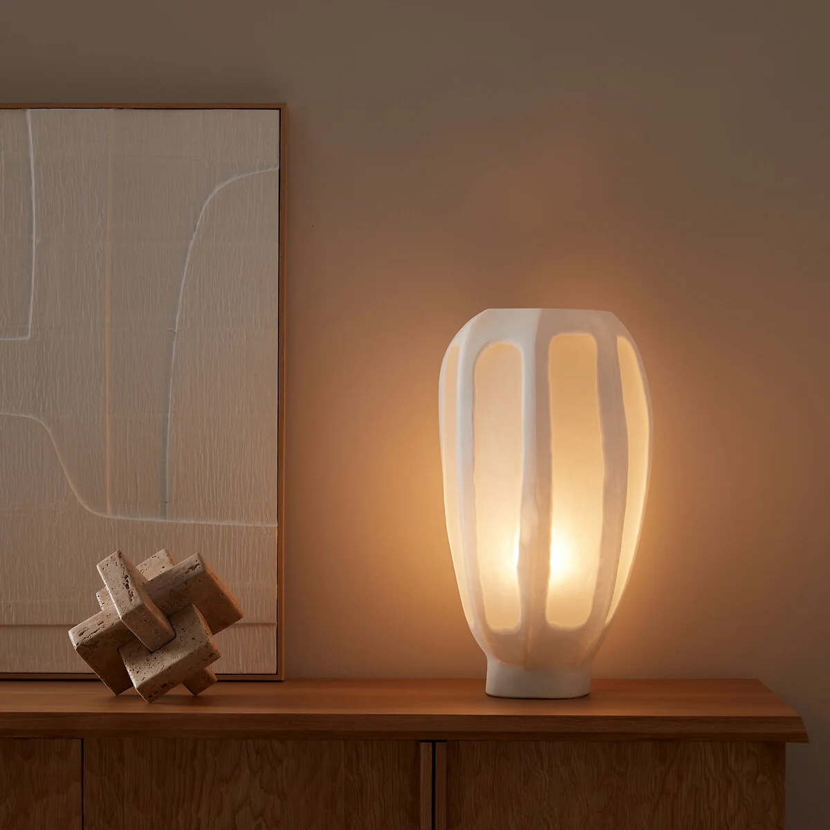 Halkide Hexagonal Frosted and Opaque Glass Lamp – image 1