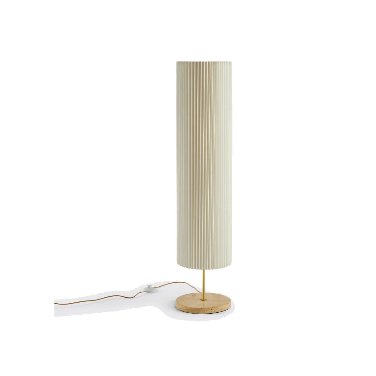 Floor Lamp in Travertine and Pleated Linen, Polaro – image 1