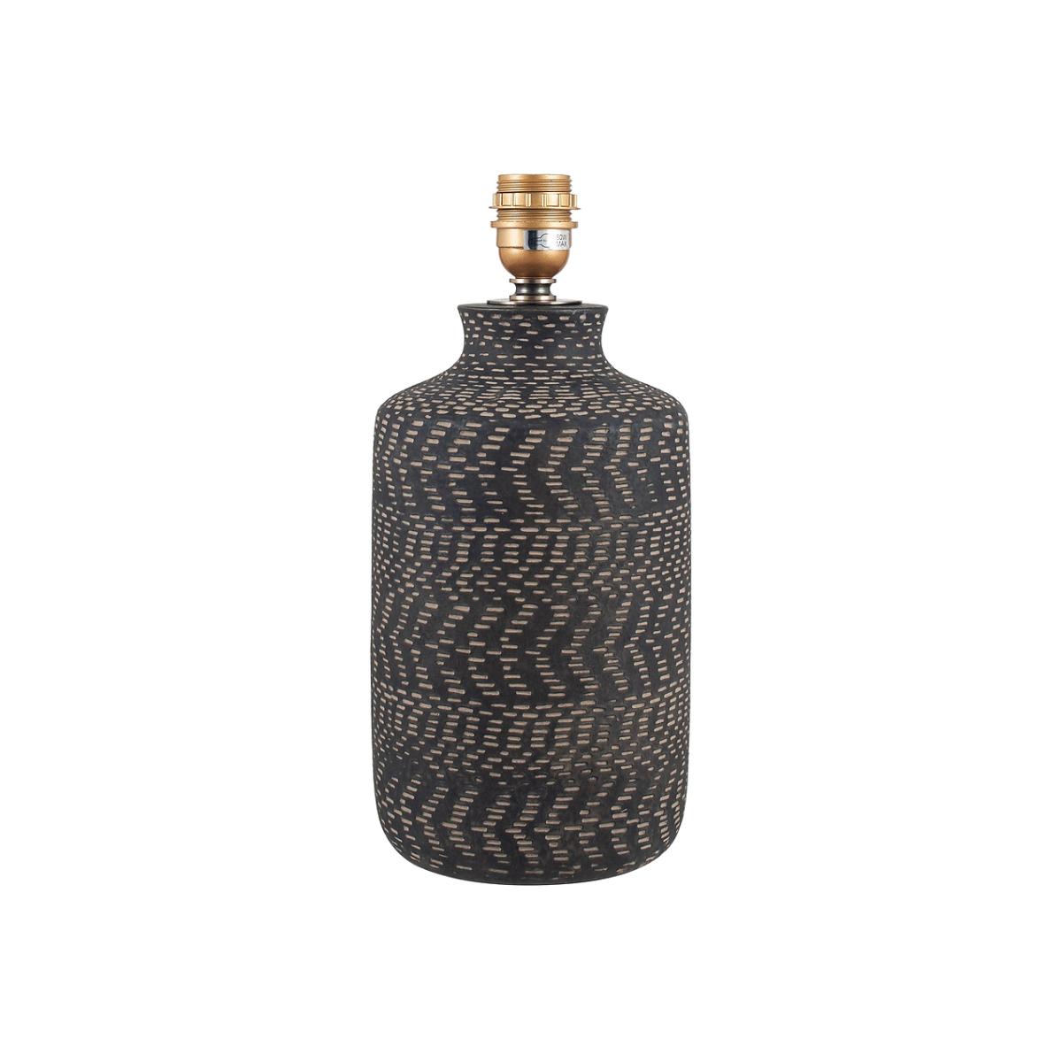 Woven Effect Texture Black and Natural Stoneware Table Lamp Base