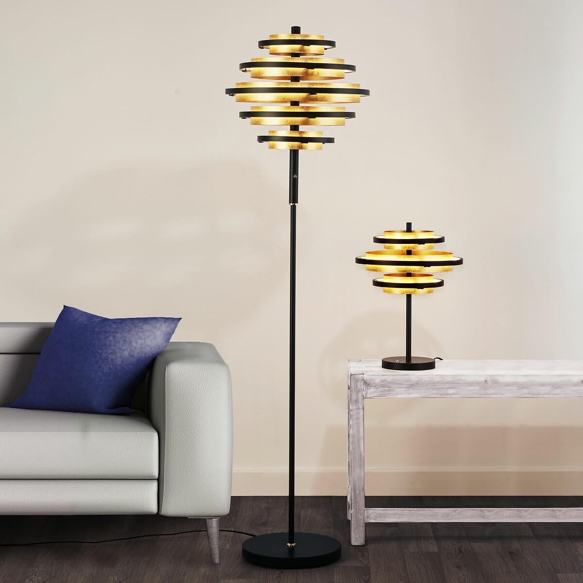 Black Metal and Gold Leaf Table Lamp – image 2
