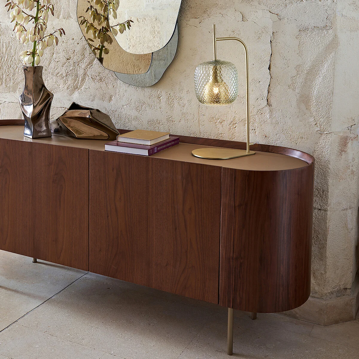Mistinguett Brass and Chiselled Glass Table Lamp – image 2