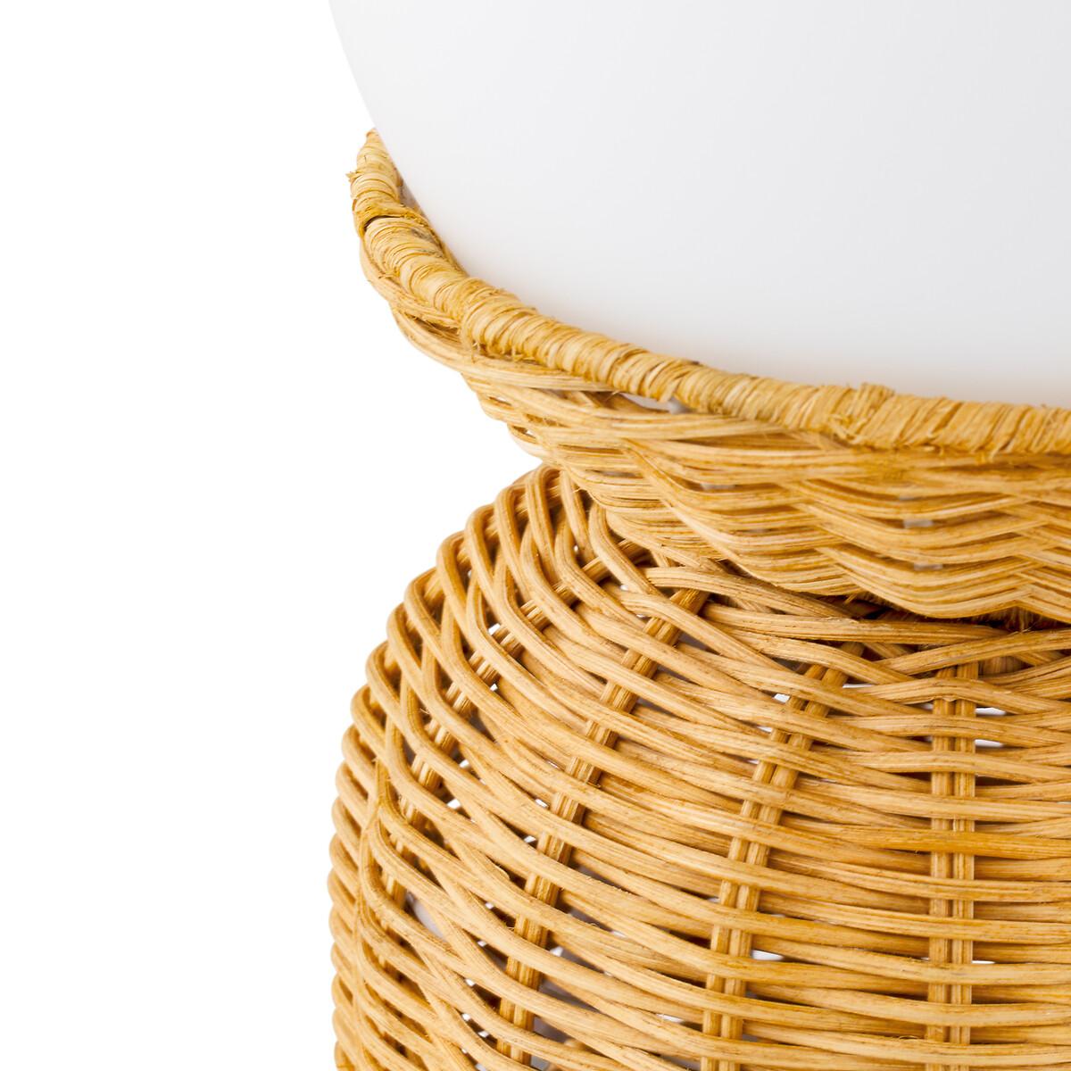 Proviny Rattan and Opaline Glass Table Lamp – image 3