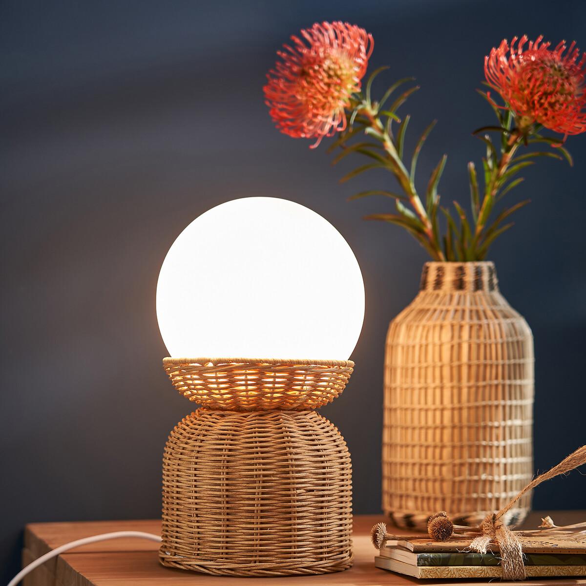 Proviny Rattan and Opaline Glass Table Lamp – image 6