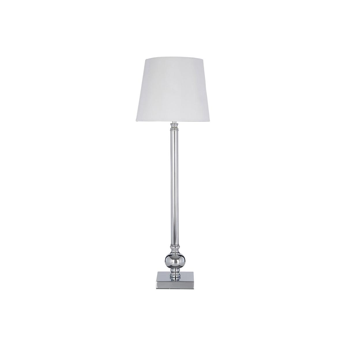 Classic Silver Stick Shape with Off White Shade Table Lamp