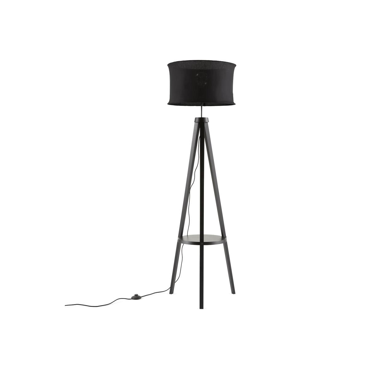 Setto Rubberwood & Linen Tripod Floor Lamp – image 1