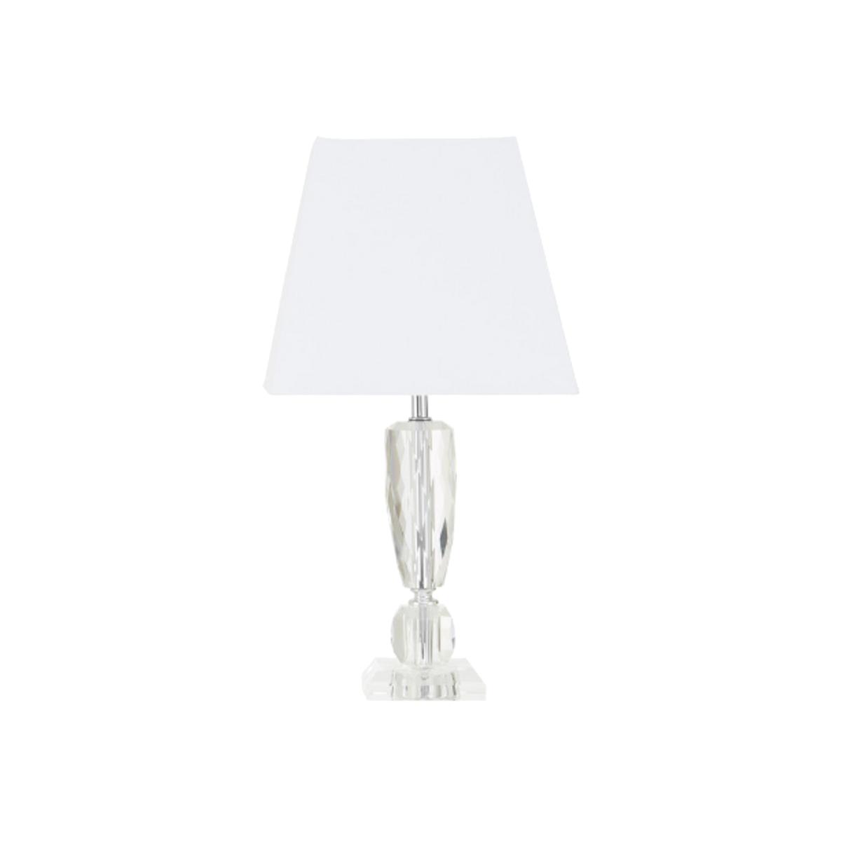 Stepped Crystal Base with White Shade Table Lamp – image 1