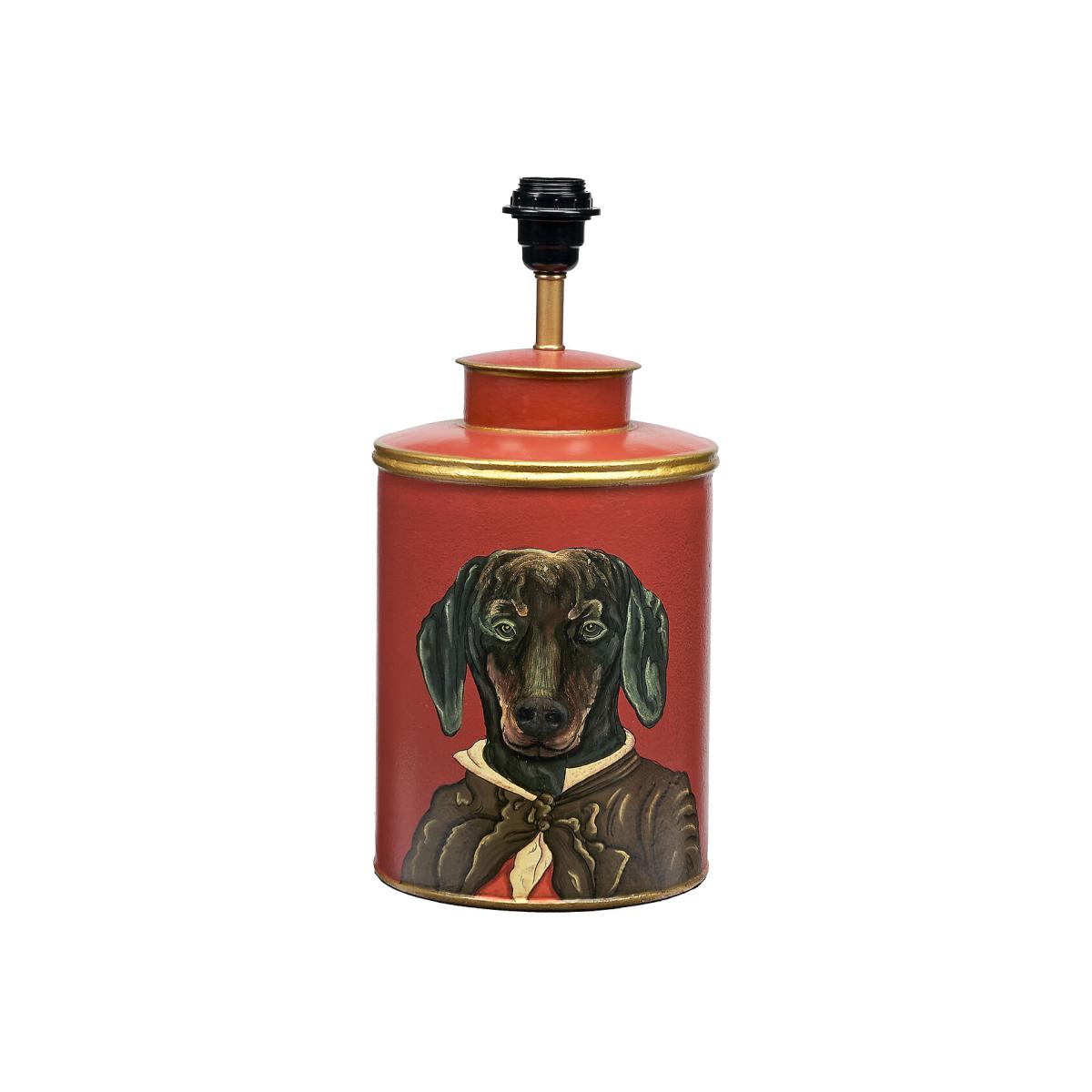 Dachshund Design Red Hand Painted Metal Table Lamp Base – image 1