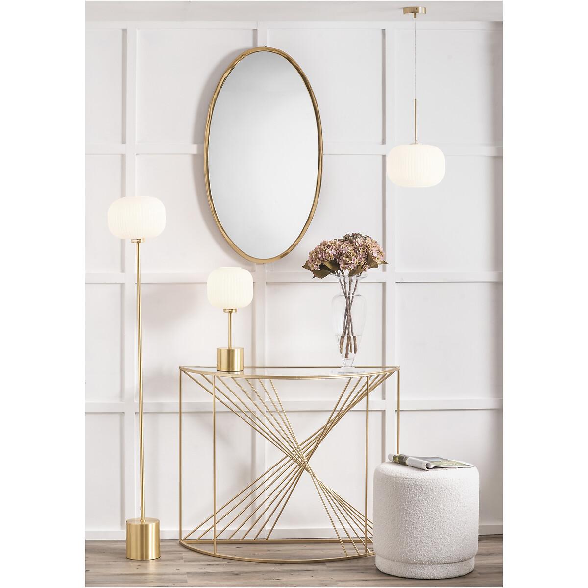Ribbed Glass and Metal Squoval Floor Lamp – image 2