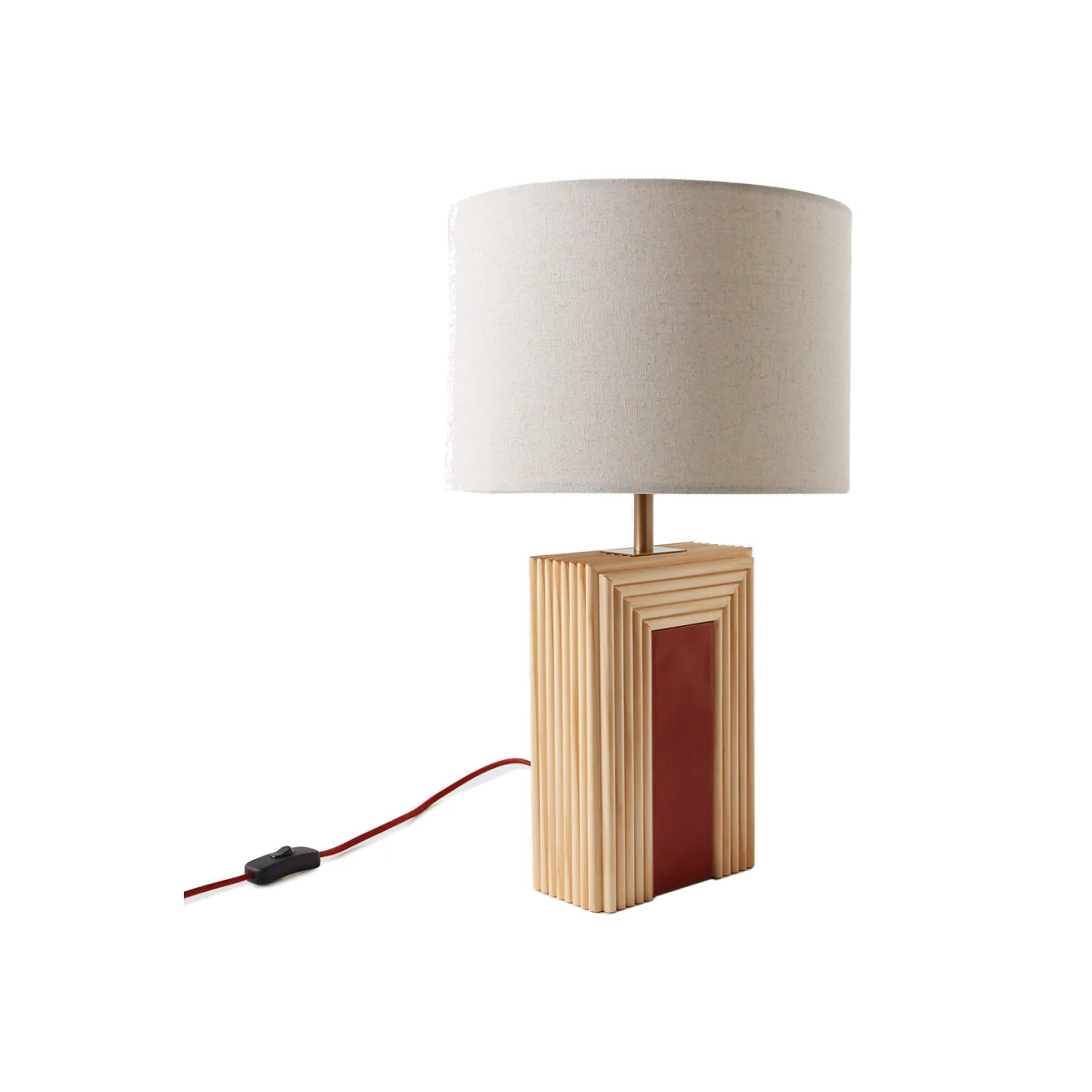 Cérabi Rattan/Ceramic Table Lamp with Linen Lampshade – image 1
