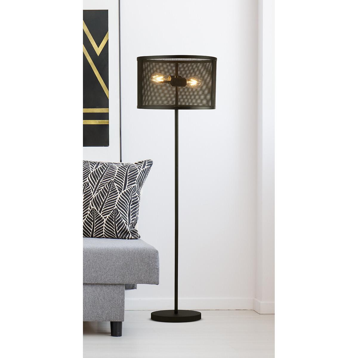 Matt Black Metal and Mesh Shade Floor Lamp – image 2