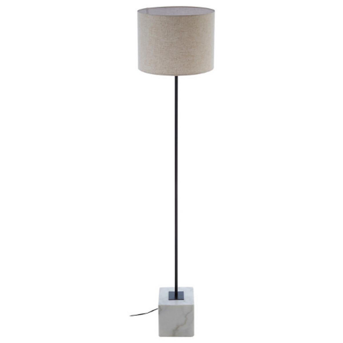 White Marble Base Iron with Linen Shade Floor Lamp – image 2