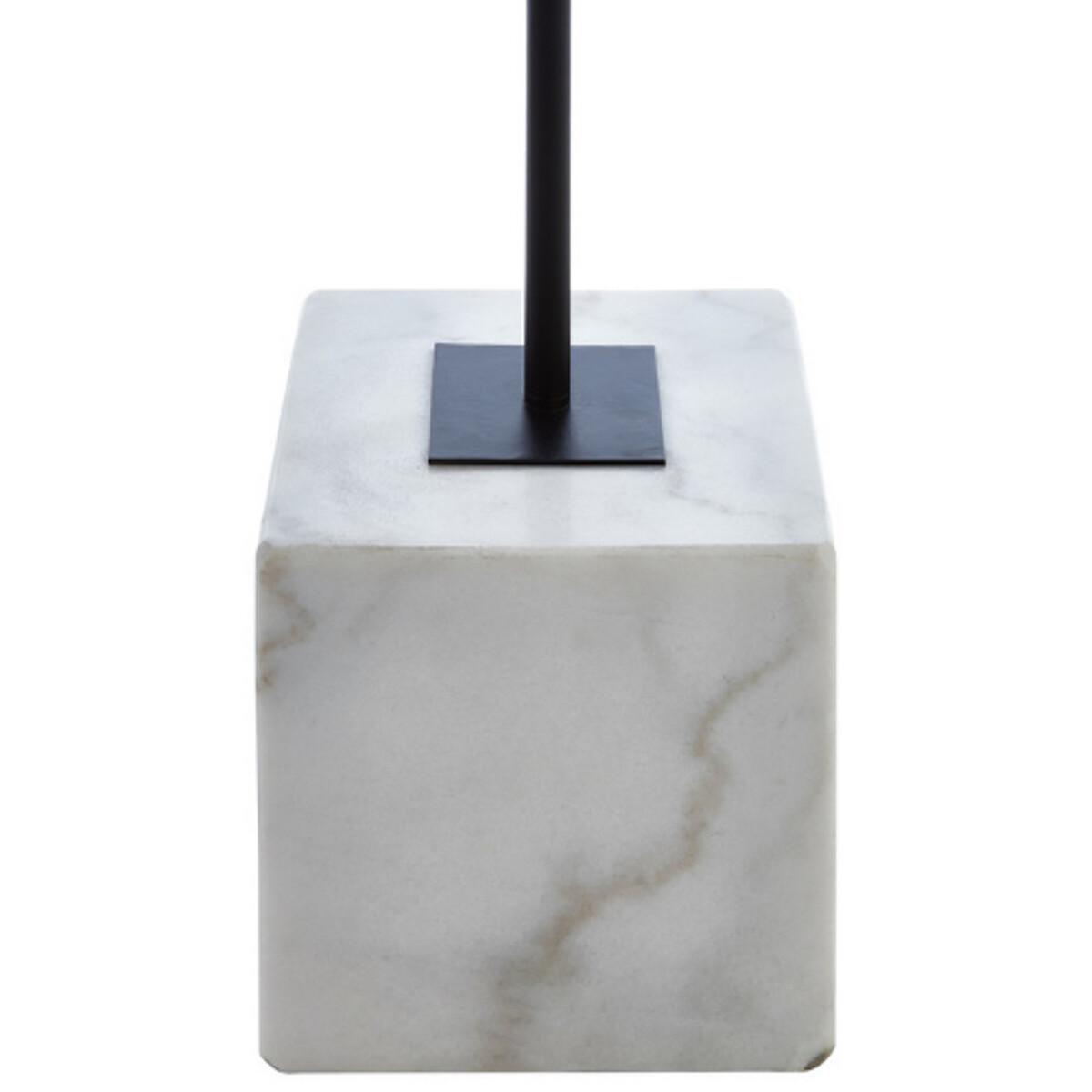 White Marble Base Iron with Linen Shade Floor Lamp – image 4