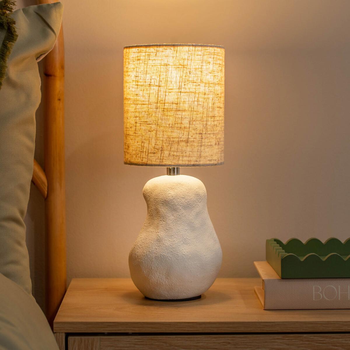 Abstract Sandblast Ceramic Table Lamp with Linen Shade – image 2