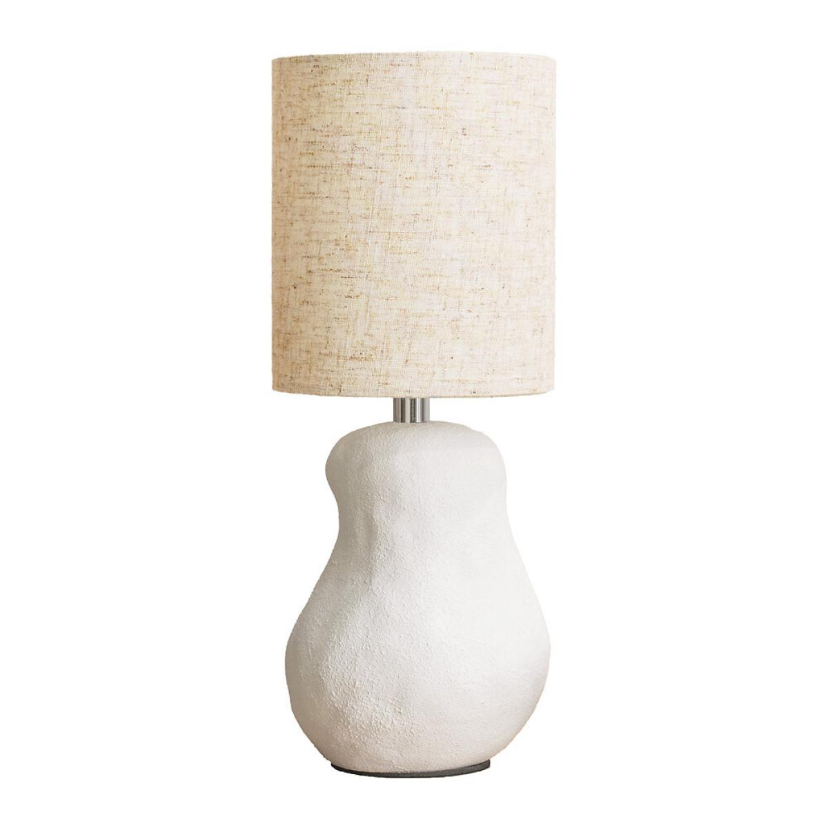 Abstract Sandblast Ceramic Table Lamp with Linen Shade – image 3